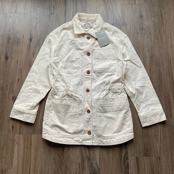 Everlane The Cinchable Chore Jacket Women's S Bone Inner Drawstring Pockets - Picture 3 of 11